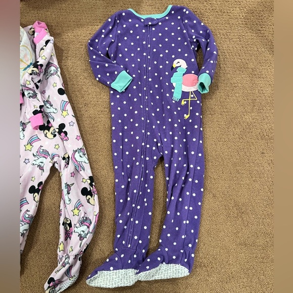 Carter's Bundle of 3 Purple and Pink Footie One Pieces Soft Pajamas Size 3T - Picture 2 of 7